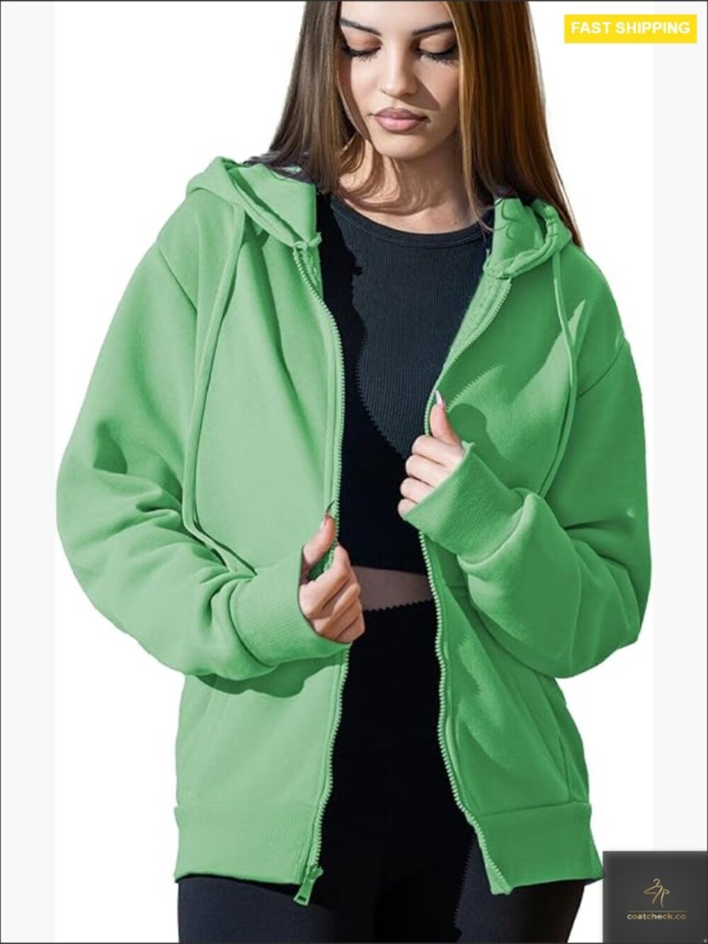 Oversized Zip Up Hoodie Soft Fleece Cotton Blend Cozy Full Zip Sweatshirt